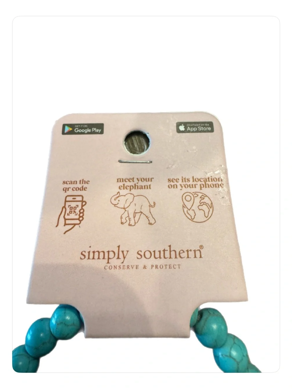 Simply Southern Turquoise Beaded Kids Elephant Bracelet